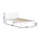 Single Size Wooden Bed Frame - White-3