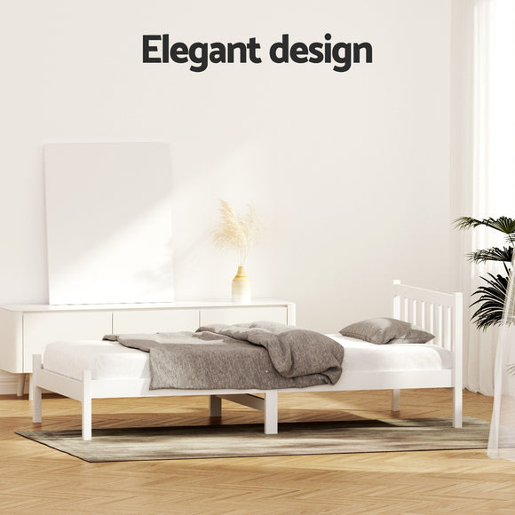 Single Size Wooden Bed Frame - White