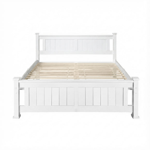 Double Size Wooden Bed Frame - White