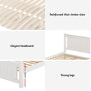 Artiss Bed Frame King Single Size Wooden Platform with 2 Storage Drawers White RIO-6