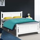 Artiss Bed Frame Queen Size Wooden White RIO-8