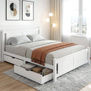 Artiss Bed Frame Queen Size Wooden Platform with 2 Storage Drawers White RIO-1