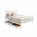 Artiss Bed Frame Double Size Wooden Platform with 2 Storage Drawers White PONY-1