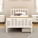 Artiss Bed Frame Single Size Wooden Platform with 2 Storage Drawers White PONY-8