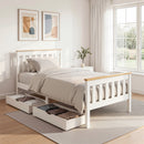 Artiss Bed Frame Single Size Wooden Platform with 2 Storage Drawers White PONY-10
