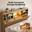 Artiss King Single Bed Frame with Storage, 4 Drawers, USB and Night Light Natural-5