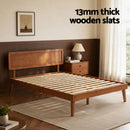 Artiss Bed Frame Queen Size Wooden Bed Base Walnut SPLAY-7