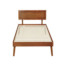 Artiss Bed Frame Single Size Wooden Bed Base Walnut SPLAY-3