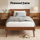 Artiss Bed Frame Single Size Wooden Bed Base Walnut SPLAY-8