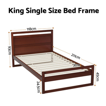 Artiss Bed Frame King Single Size Wooden Walnut WITTON - 0