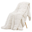 Giselle Faux Fur Weighted Blanket 2 Sided Long Pile Sherpa Reverse Cream 6.8KG 120 x 180cm-8