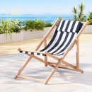 Gardeon Outdoor Deck Chair Wooden Sun Lounge Folding Beach Patio Furniture Blue-8