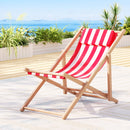 Gardeon Outdoor Deck Chair Wooden Sun Lounge Folding Beach Patio Furniture Red-8