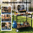 Weisshorn BBQ Camp Party Table, Garden Backyard Outdoor Cart Stainless Steel Prep Table Mobile Kitchen Trolley Heavy Duty with Wheels Tank Holder Hooks, Black-5