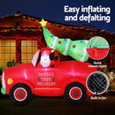 Jingle Jollys Christmas Inflatable Santa Truck 1.6M Height LED Decorations Illuminated-5
