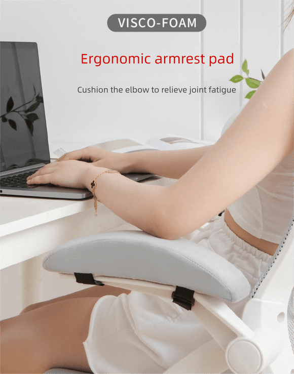 A pair of Memory Foam Chair Armrest Pads Curved Elbow Support Cushion Pink Ergonomic Pressure Relief Cover for Office Gaming Chair WFH Setup - RnR Galore