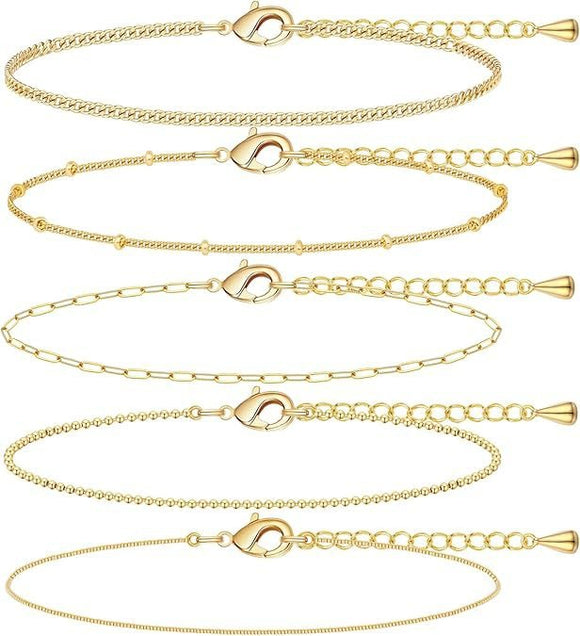 A Silver five - piece set Chic Multi - Layered Alloy Bracelet Set - Fashionable Stackable Jewelry - RnR Galore