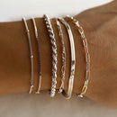 A Silver six - piece set Chic Multi - Layered Alloy Bracelet Set - Fashionable Stackable Jewelry - RnR Galore