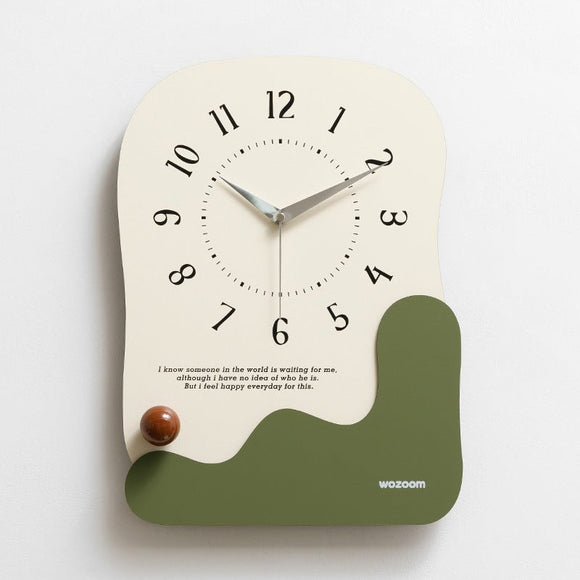 Abstract Modern Wall Clock - Silent Non - Ticking Decorative Clock with Wavy Design & Ceramic Accent(green) - RnR Galore