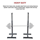 Adjustable Squat Rack Pair Steel Barbell Bench Press Stands Gym Home - RnR Galore