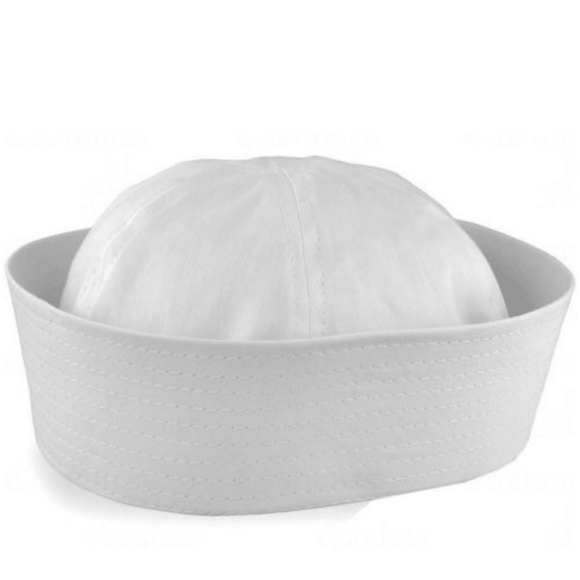 Adult White Sailor Hat Marine Unisex Gob Captain Navy Hen's Night Doughboy Cap - RnR Galore