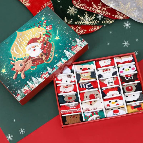 Advent Calendar 2025 Adult Men 24 Days of Christmas Cotton Socks US 7 - 13 Fun Christmas Sock Advent Calendar for Men Funny Gifts for Dad Boyfriend Husband Brother Random Socks Gift Box - RnR Galore