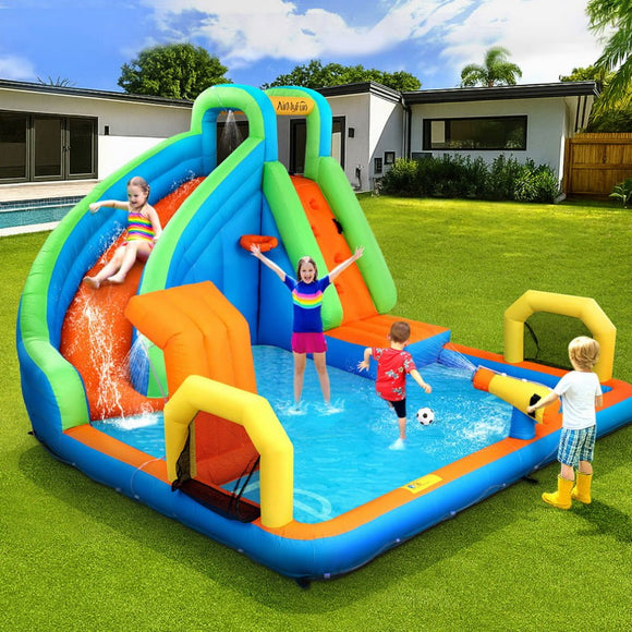 AirMyFun Kids Inflatable Pool Water Slide Cannon Splash Park Castle Outdoor Toys 427X374CM - RnR Galore