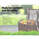 Alfresco 4 Person Picnic Basket Set Insulated Storage Blanket - RnR Galore