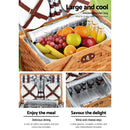 Alfresco 4 Person Picnic Basket Set Wooden Blanket Bag Insulated - RnR Galore