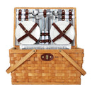 Alfresco 4 Person Picnic Basket Set Wooden Blanket Bag Insulated - RnR Galore