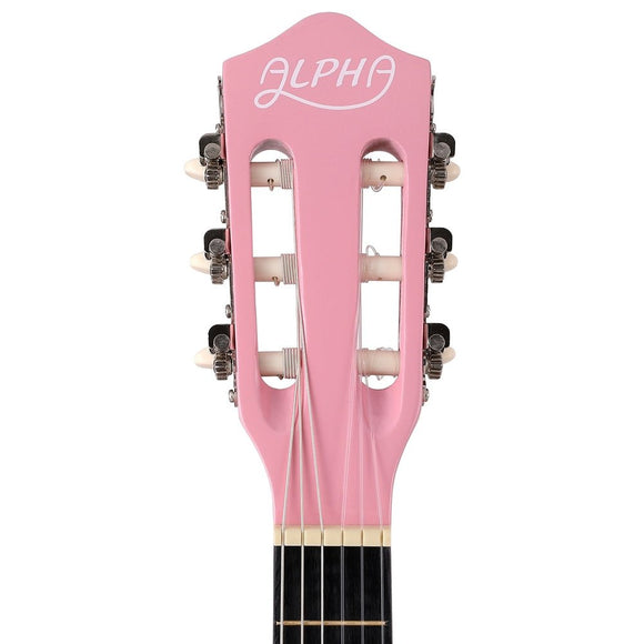 Alpha 34 Inch Classical Guitar Wooden Body Nylon String Beginner Kids Gift Pink - RnR Galore