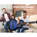 Alpha 34 Inch Classical Guitar Wooden Body Nylon String w/ Stand Beignner Blue - RnR Galore
