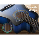 Alpha 34 Inch Classical Guitar Wooden Body Nylon String w/ Stand Beignner Blue - RnR Galore