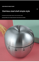 Apple Shape Stainless Steel Kitchen Timer Mechanical Cooking Timer - Wind - Up 60 Minute Countdown Timer - Loud Ring 72dB Baking Tool with Non - Slip Base - Battery - Free Analog Timer for Home Office - RnR Galore