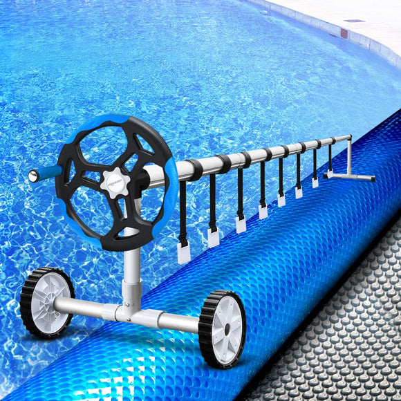 Aquabuddy Pool Cover 500 Micron 7x4m Silver Swimming Pool Solar Blanket 5.5m Blue Roller - RnR Galore