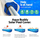 Aquabuddy Pool Cover 500 Micron 7x4m Silver Swimming Pool Solar Blanket 5.5m Blue Roller - RnR Galore