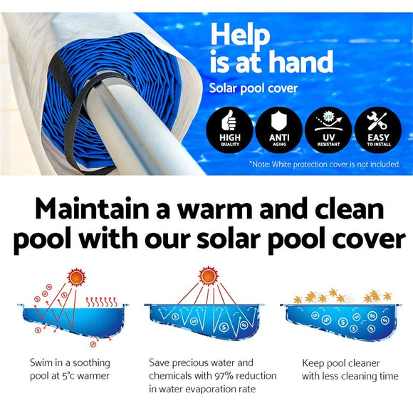 Aquabuddy Pool Cover 500 Micron 8x4.2m Blue Swimming Pool Solar Blanket 5.5m Roller - RnR Galore