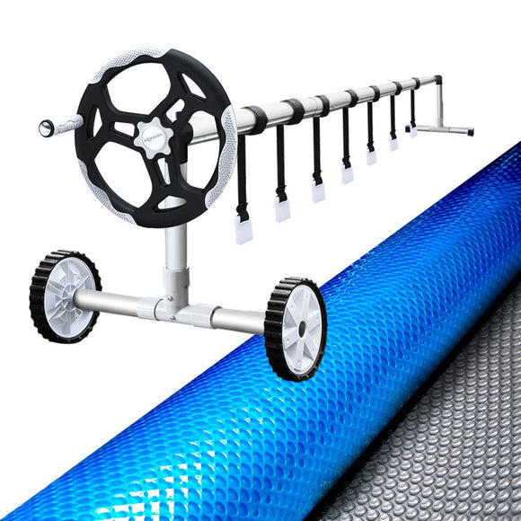 Aquabuddy Pool Cover 500 Micron 8x4.2m Silver Swimming Pool Solar Blanket 5.5m Roller - RnR Galore