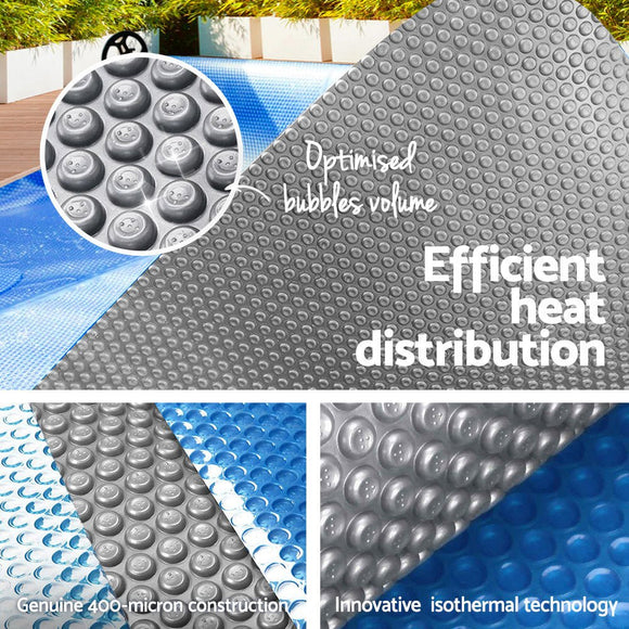 Aquabuddy Pool Cover 500 Micron 9.5x5m Swimming Pool Solar Blanket Blue Silver - RnR Galore