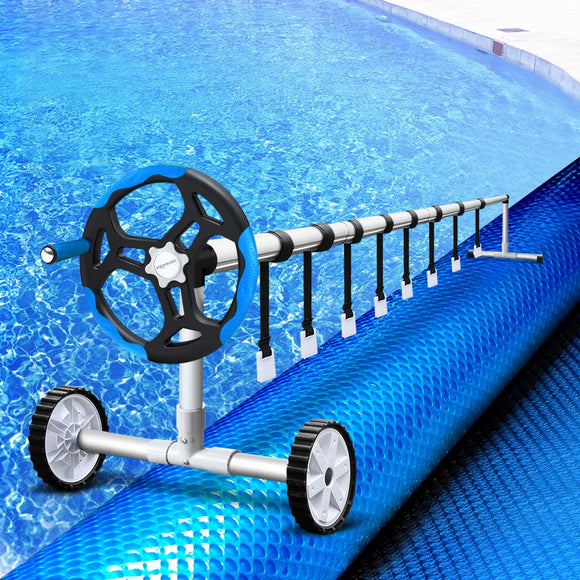 Aquabuddy Pool Cover 8x4.2m 400 Micron Swimming Pool Solar Blanket 5.5m Roller Blue - RnR Galore