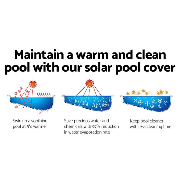 Aquabuddy Pool Cover 8x4.2m 400 Micron Swimming Pool Solar Blanket Blue Silver - RnR Galore