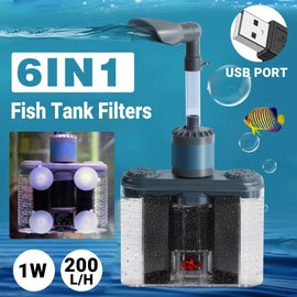 Aquarium Six in One Filter Reverse Air Lift Suction Aeration Wave Maker System - RnR Galore
