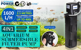 Aquarium Submersible Filter Pond Pump 1600L/H 35W 2.5m - RnR Galore