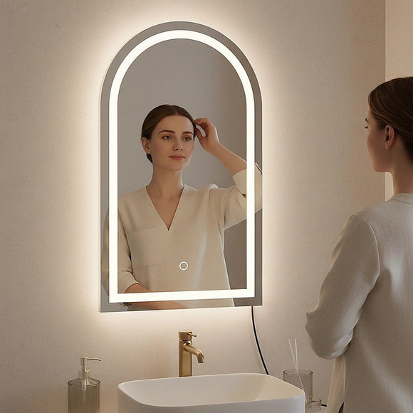 Arched LED Wall Mirror Bathroom Mirrors Makeup Anti - fog 600mm x 1000mm - RnR Galore