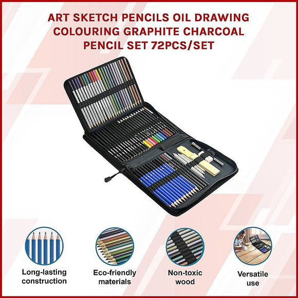 Art Sketch Pencils Oil Drawing Colouring Graphite Charcoal Pencil Set 72pcs/set - RnR Galore