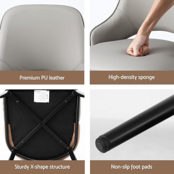 Artiss 1x Dining Chair Hollow PU Leather Kitchen Lounge Cafe Accent Chairs Grey - RnR Galore