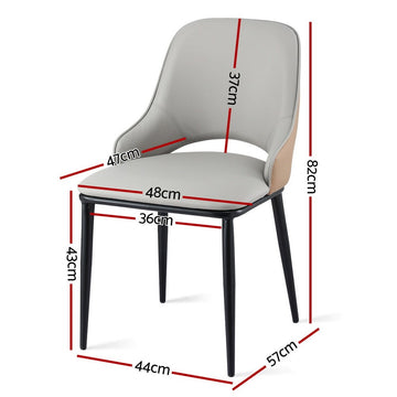 Artiss 1x Dining Chair Hollow PU Leather Kitchen Lounge Cafe Accent Chairs Grey - RnR Galore