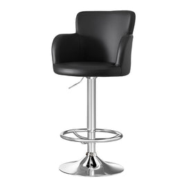 Artiss 1x Leather Bar Stools Swivel Adjustable Gas Lift PU Counter Chairs Black - RnR Galore