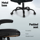 Artiss 2 Point Massage Office Chair Leather Mid Back Black - RnR Galore