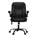 Artiss 2 Point Massage Office Chair Leather Mid Back Black - RnR Galore